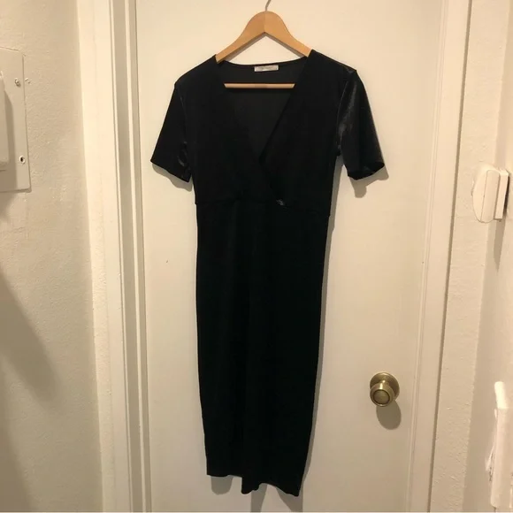 Zara Black Velvet Midi Dress - Picture 4 of 6